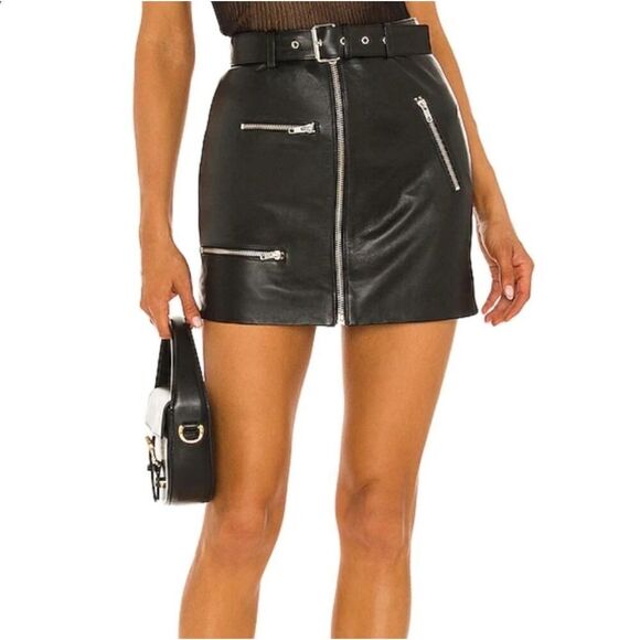 Revolve House of Harlow 1960 Tori Black Leather Skirt Size Large - Picture 1 of 6